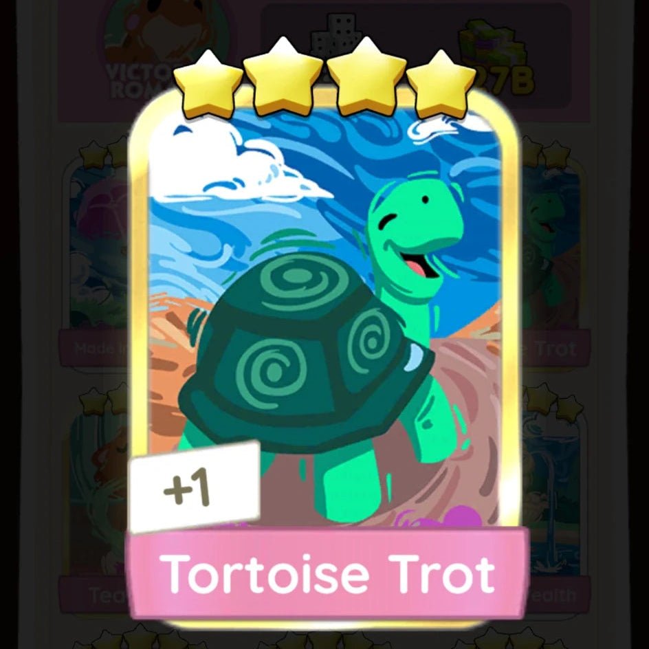 Monopoly GO Golden Blitz 4⭐ Sticker – Tortoise Trot (Limited 1 - Day Event) Monopoly GO Stickers – BoxBoxID